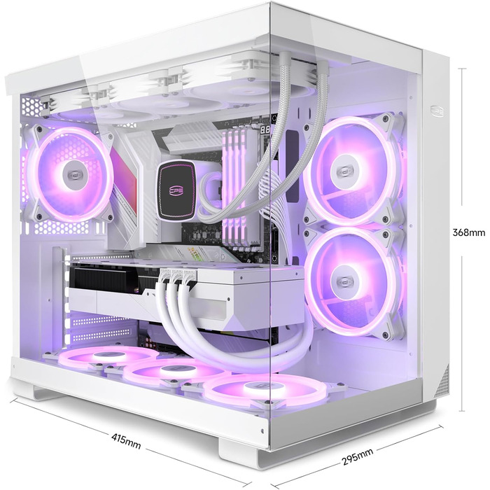 Корпус ПК Tower ATX C3T500 ARGB від PCCOOLER: 6 вентиляторів ARGB, підтримка RTX 40, скляна панель, безрамна конструкція (білий)