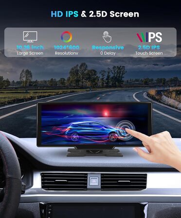 10,26-дюймовий автомобільний CarPlay/Android Auto радіоприймач з IPS-екраном, Bluetooth, навігацією, Mirror Link, підтримкою Siri/Google, TF/AUX-входом