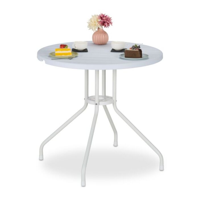 Relaxdays Garden Table with White Wood-Look