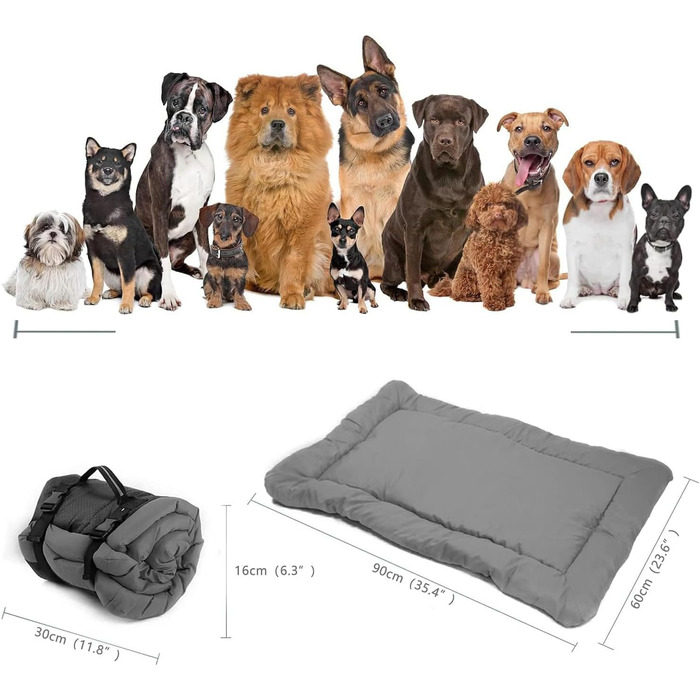 Килимок для собак Norhogo: портативна вологостійка лежанка для подорожей, 90x60 см, сірий
