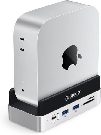ORICO MiniDock VS10: Док-станція та підставка для Mac mini M4/M4 Pro з корпусом для NVMe SSD, хаб USB-C з 4K HDMI, DisplayPort, SD/TF 3.0, USB-C/A 10Gbps, PD 100W, 10-в-1, DIY