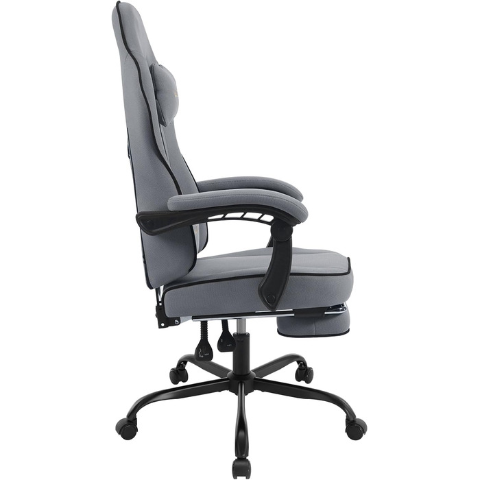 WOLTU Gaming Chair with Pocket Spring Cushion, Gaming Recliner with 330 lb Weight Capacity, Ergonomic Swivel Chair, Gamer Chair with Headrest, Lumbar Pillow, Footrest, Mesh Fabric, Grey, GS11gr Grey+Black Mesh Fabric