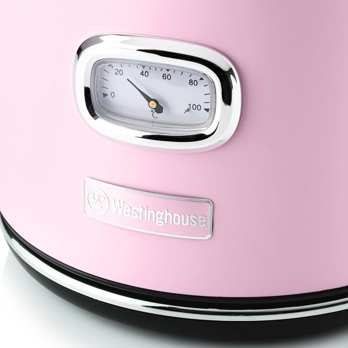 Електричний чайник Westinghouse Retro, 1.7 л, рожевий, з контролем температури та рівня води, з фільтром від накипу та захистом від перегріву