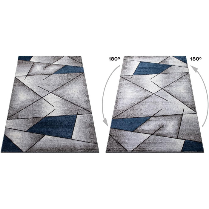 Теппих oKu-Tex для вітальні [80x150 см] з м'яким коротким ворсом - кольоровий килим для вітальні - сучасний геометричний дизайн хвилястим малюнком - німецька якість (Блакитний, 200 x 290 см (Прямокутний))