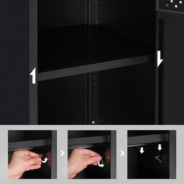 SONGMICS Storage Cabinet, Metal Cabinet, with Double Door, Magnetic Closure, Adjustable Shelf, Steel Frame, 40 x 42.5 x 76 cm, Vintage Brown-Black LSC101B01