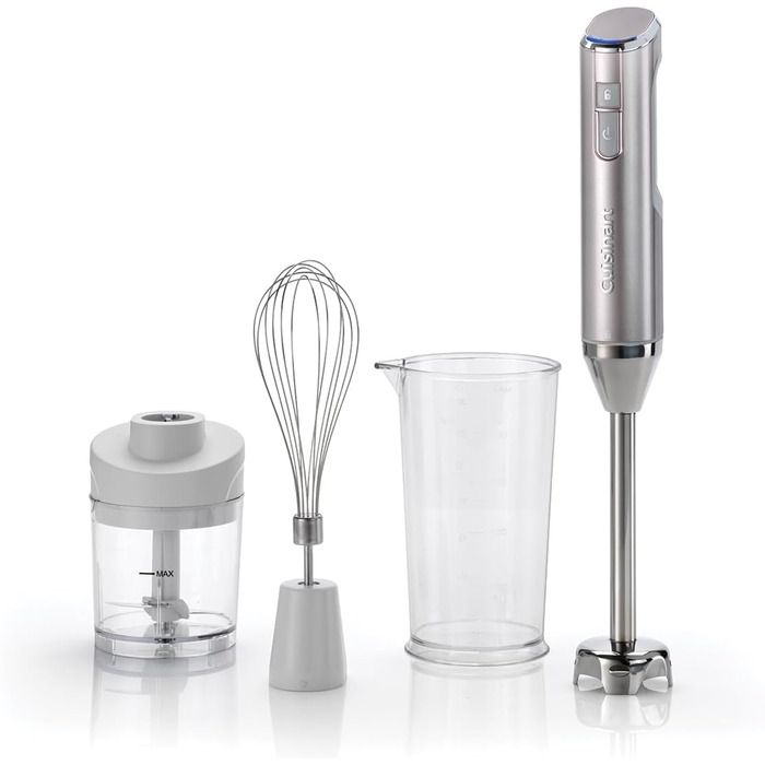 Cuisinart Cordless 3-in-1 Power Hand Blender | Stainless Steel Whisk, Immersion Blender, and 700ml BPA-Free Pitcher, 250ml Mini Chopper | Cordless | USB Charging, Rechargeable | Dishwasher Safe
