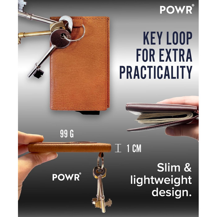 Чоловічий металевий картхолдер POWR Wallet з відділенням для монет. Мінімалістичний картхолдер для чоловіків (колір: коричневий)