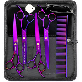 Набір професійних ножиць для грумінгу собак 5шт (фіолетовий)