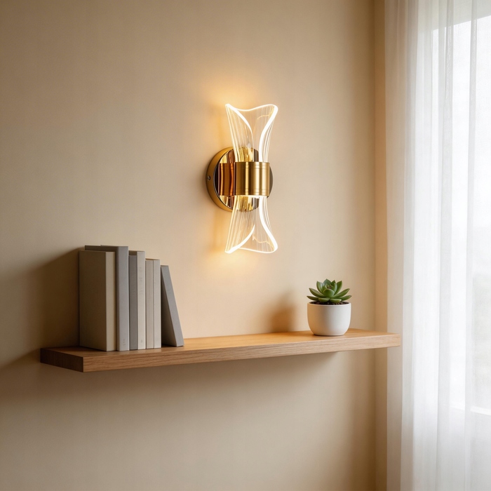 Золотий настінний LED-світильник (бра) з функцією диммування