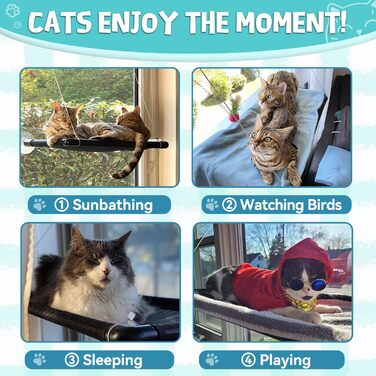 Кішка-гамак для вікна Dracarys | для великих котів до 20 кг | Посилений гамак з міцним присоском | Ліжко для засмаги кота, ліжко для домашніх тварин, підходить для вікон довжиною ≥76 см та висотою ≥64 см, розмір L-68*38*58 см