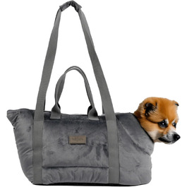 bo&flash Сумка-переноска для собак Portland – 44x26x32 см – для маленьких собак до 7 кг – комфортна та стильна, миється та екологічна (Темно-сірий)