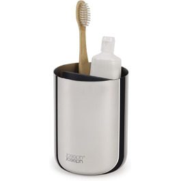 Joseph Joseph EasyStore - Luxus Edelstahl Zahnbürstenhalter Caddy Badezimmer Lagerung, Regular - Stainless Steel