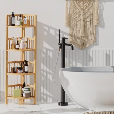 Бамбукова етажерка Dripex з 3 полицями, підлогова, 89x30x30 см, стелаж для ванної, кухні, вітальні, спальні