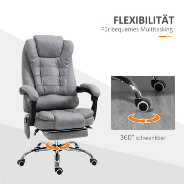 Vinsetto Office Chair with Massage Function, Ergonomic Desk Chair with Recline and Heat Function, Remote Control, Gray