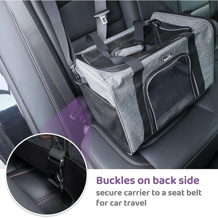 Транспортна переноска для котів та собак, що складається, для подорожей літаком. Підходить для великих котів та цуценят. Сіра переноска для тварин, розмір L (45x28x28 см)