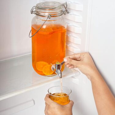 Скляний диспенсер для напоїв Belle Vous з краном - 2,5 л - Скляний диспенсер для води, соку, коктейлів, молока та айті (холодного чаю) - Ретро диспенсер для вечірок, пікніків та барбекю