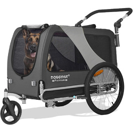 DOGGYHUT® Преміум XL 2в1 велопричіп та візок для собак 23-45 кг, сірої
