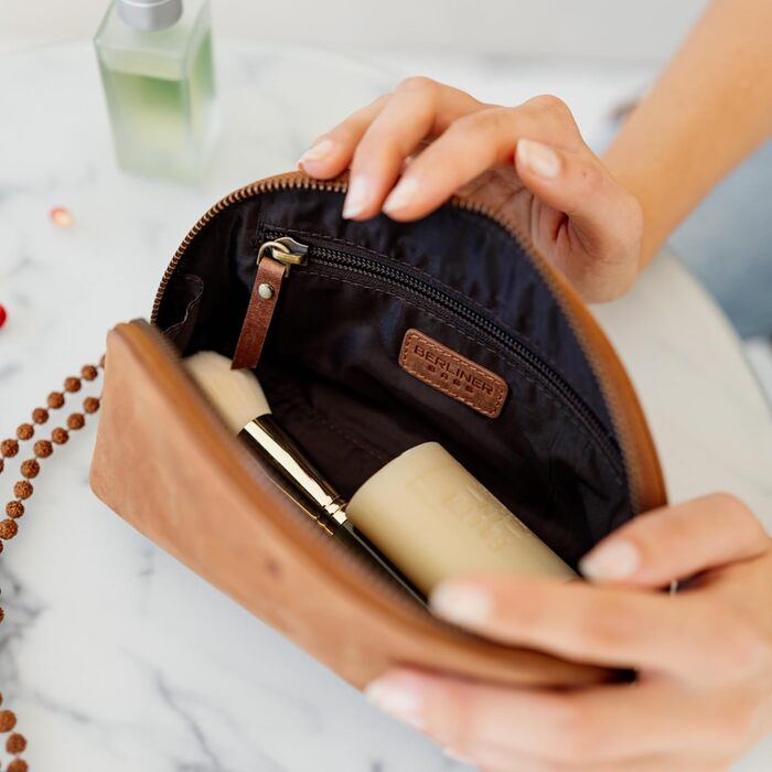 Шкіряна косметичка Berliner Bags Zoe, вінтажна сумка для косметики, органайзер для жінок та дівчат, пенал для аксесуарів