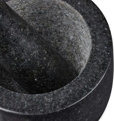 Набір для приготування спецій Relaxdays: гранітний ступка та пестик, 12 см, 300 мл, чорний