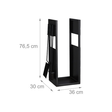 Relaxdays Black Firewood Rack with Cutlery