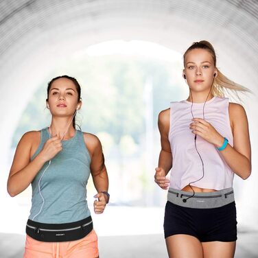 Сумка на пояс Haissky для бігу та спорту: чорна/сіра, для телефону до 6.9 дюймів