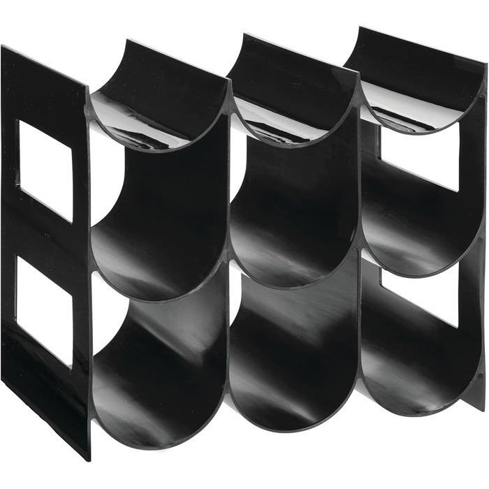 mDesign Practical Wine and Bottle Rack – Plastic Wine Rack Holds Up to 9 Bottles – Freestanding Shelf for Wine Bottles or Other Beverages – Black