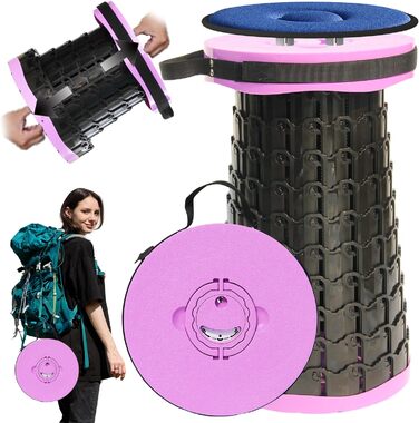 Складаний стілець PLOGGING XXL із подушкою, портативний табурет для дорослих, посилений кемпінговий стілець вантажопідйомністю 450 кг для відпочинку, туризму, подорожей, зелений (фіолетовий)