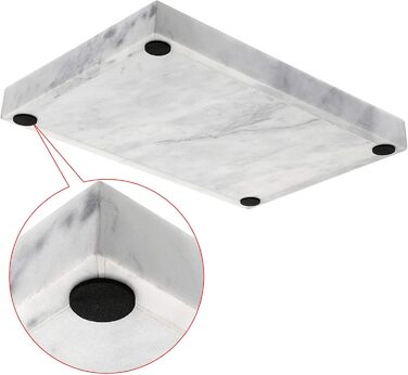 BSTKEY 30x20cm Natural Marble Stone Storage Tray, Decorative Rectangular Plate Tray Organizer for Kitchen Bathroom Dresser Decor Vanity Counter Coffee Table, Grey