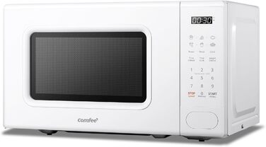 Мікрохвильова піч COMFEE' Digitale, 20 л, 700 Вт, білий колір, 11 рівнів потужності, 6 попередньо встановлених меню, функція розморожування, Express Cook, пам'ять