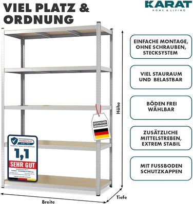KARAT XXL Heavy-Duty Shelving Unit - Galvanized (200 x 180 x 60 cm)