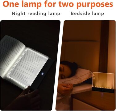 Світлодіодна плоска лампа для читання книг HOTUT Lightwedge, портативне LED-світло для книг з захистом очей, чорна