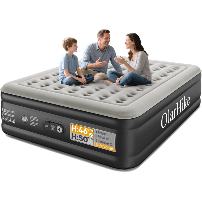 Надувний матрац OlarHike для кемпінгу та дому, 200 x 90 x 46 см, самонадувний, з інтегрованою помпою