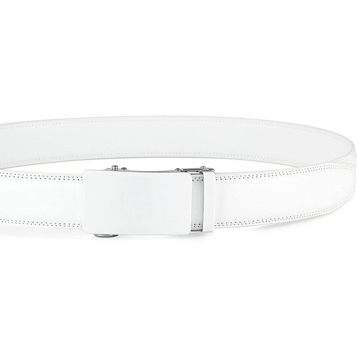 Чоловічий шкіряний ремінь на автоматичній застібці для ділового костюма, ширина 3,5 см, білий, довжина 125 см, підходить для обхвату талії 92-107 см