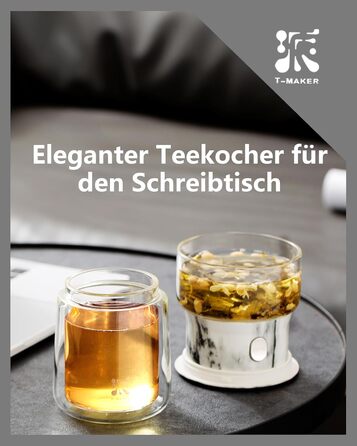 Чайник ZENS Klein Solo для заварювання листового чаю, з кнопкою One-Touch, з ізольованою чашкою та сумкою для подарунка (10-weiß, 200ml)