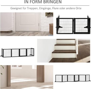 Захисне ґратка для собак PawHut - регульоване, вільне стояння, 70H x 432B см, 6 панелей, чорний