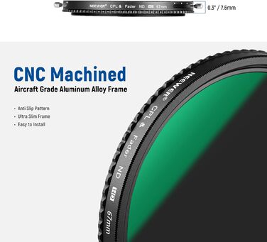 NEEWER ND/CPL фільтр 67мм змінний ND2-ND32, поляризаційний, нанопокриття, алюмінієвий, водо- та стійкий до подряпин