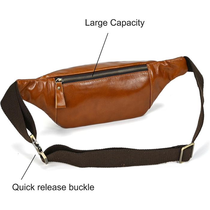 Чоловіча поясна сумка LUUFAN з натуральної шкіри, світло-коричнева (1034)