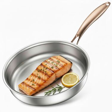 Сковорода Titan з нержавіючої сталі 18/10, 26 см, індукція, рожево-золота ручка - без PTFE, PFAS, PFOA