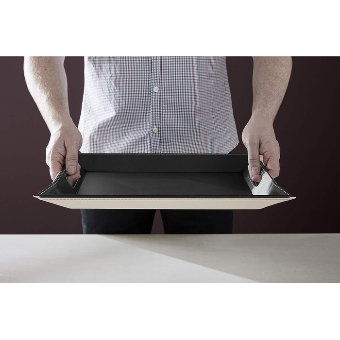 FREEFORM DUO - 2-in-1 reversible tray & placemat, black/taupe, faux leather, dimensions: 45 x 35 cm