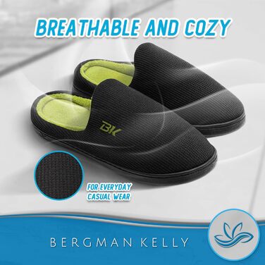 Чоловічі домашні тазорічні капці Bergman Kelly - чорно-лаймовий, бавовна/спандекс, неслизькі, колекція Ranger (46/47 EU)