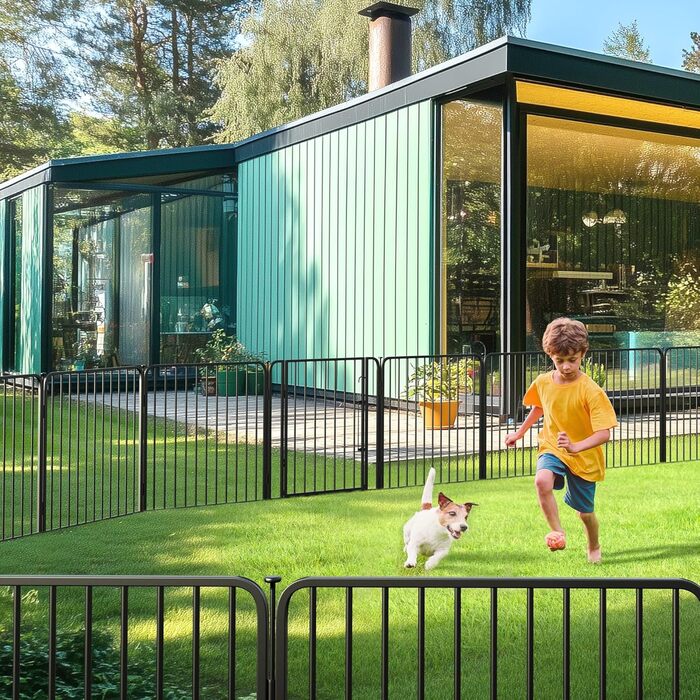 Вольєр для цуценят Yaheetech 16-секційний з замком, захистом для підлоги та металевим дротом 8 мм, 80 см, для квартири та саду