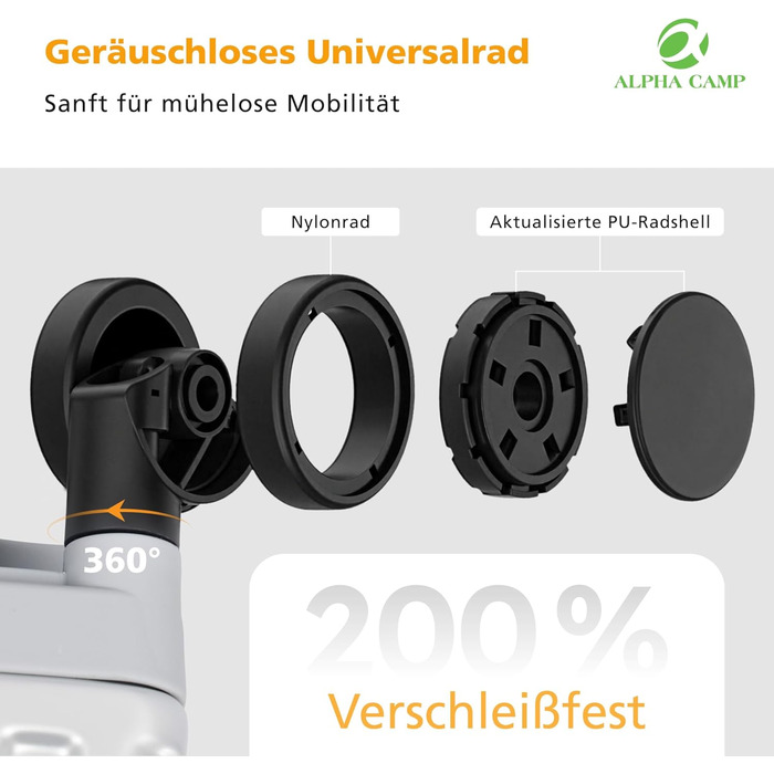 Чемодан ALPHA CAMP XL з алюмінієвим каркасом та полікарбонатною жорсткою оболонкою, TSA-замок, 40x36x77 см, 93 л, срібний