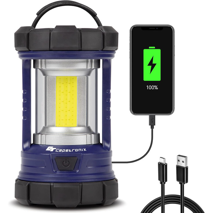 Camping Lantern, 3200LM Bright Camping Lights, 4600mAh Power Bank & Rechargeable LED Lantern, Dimmable Searchlight with 5 Light Modes Flashlight, Emergency Light for Power Outages (Navy blue)