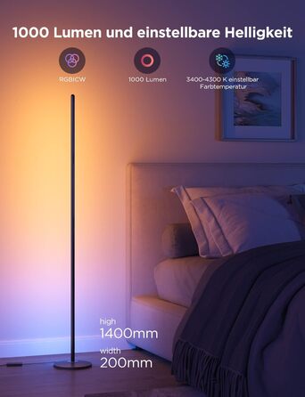 Govee LED-лампа настільна RGBIC з Wi-Fi, диммування, сумісна з Alexa та Google Assistant, 16 мільйонів кольорів, 58 режимів, музичний режим, DIY для ігор та спальні (чорний, 2 шт.)
