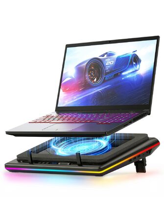 Ігровий охолоджувач для ноутбука llano RGB з сенсорним керуванням, потужним турбовентилятором та 3 USB-портами, для ноутбуків 15-19 дюймів