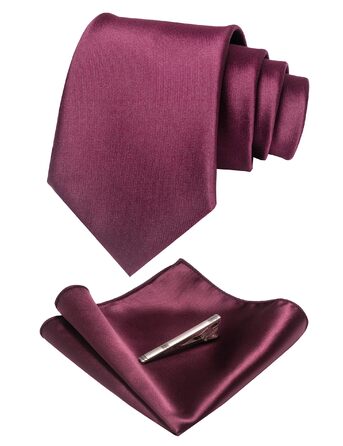 Чоловічий шовковий набір краватки JEMYGINS: краватка, хустинка, затискач для краватки (вишнево-каштановий)