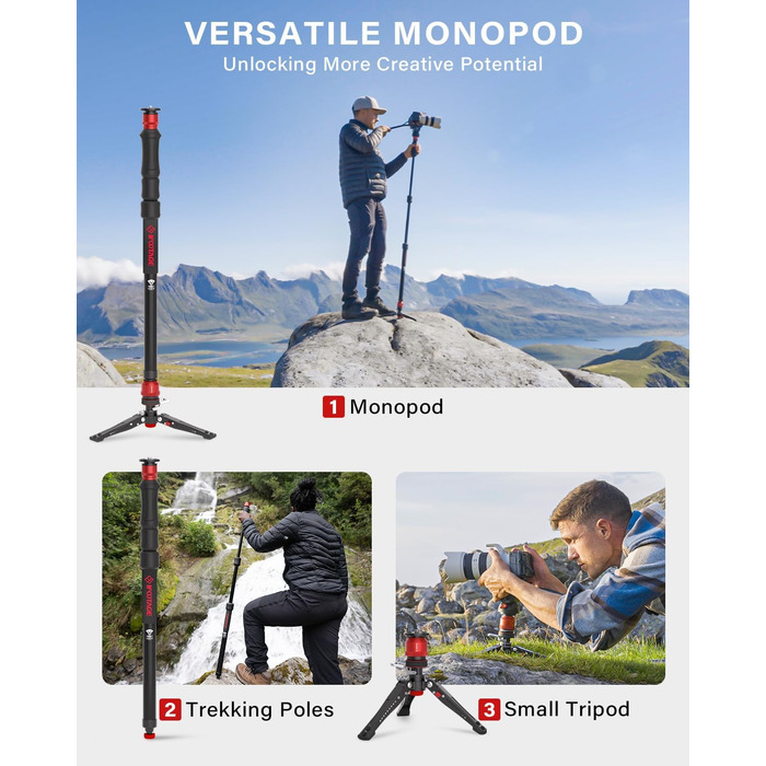 Монопод IFOOTAGE Cobra 3 C180F-P: вуглецеве волокно, 181 см, вантажопідйомність 8 кг