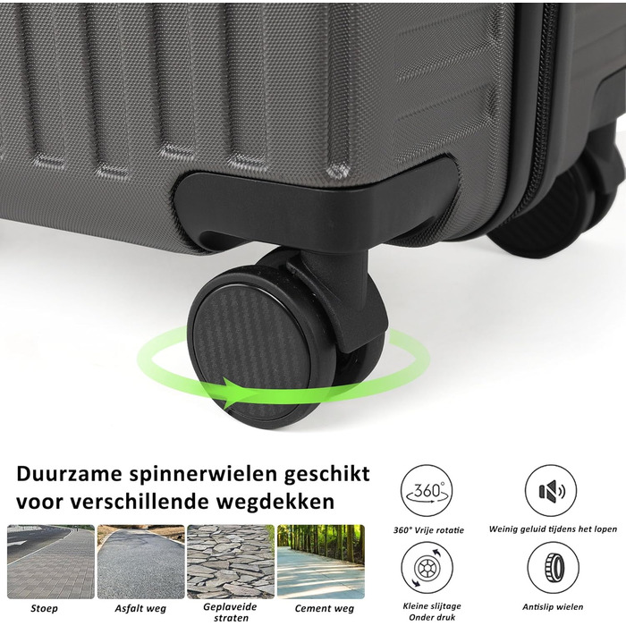 Валіза ручної поклажі TANTOMI з відділенням для ноутбука, 50 см, жорсткий корпус ABS, легка, з 4 колесами на 360°, TSA-замок (світло-темно-зелений, 41 л)