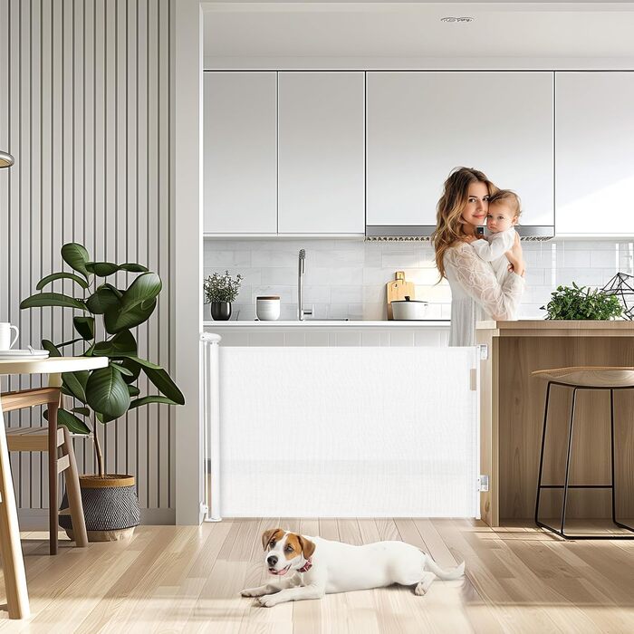 Захисне ворота для дитячих воріт, розтяжне, 0-140 см. Захист від падіння сходами для дітей, котів та собак. Підходить для сходів, дверей, внутрішнього та зовнішнього використання (білий, 86х180 см)