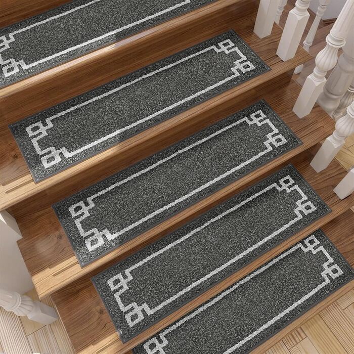 Килимочки на сходи BEQHAUSE, 4 шт., самоклеючі, для дітей, літніх людей та домашніх тварин, 100% поліестер, TPE-підкладка, 22x70 см, темно-сірий